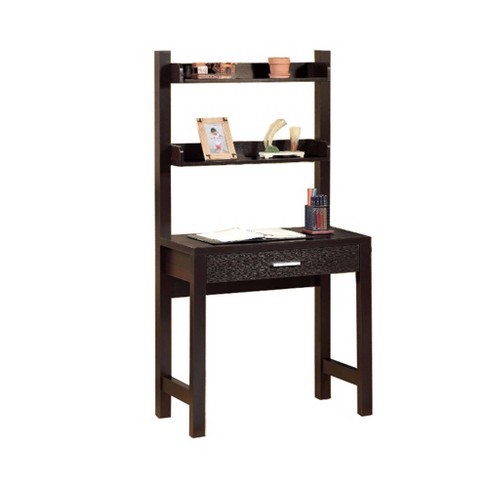 Contemporary Style Desk With 2 Shelves Dark Brown Benzara Target