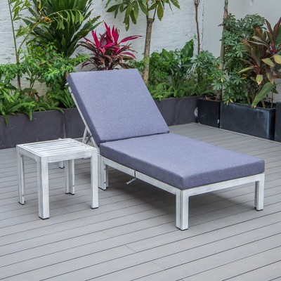 Chelsea Modern Blue Cushioned Aluminum Outdoor Chaise Lounge with Side Table