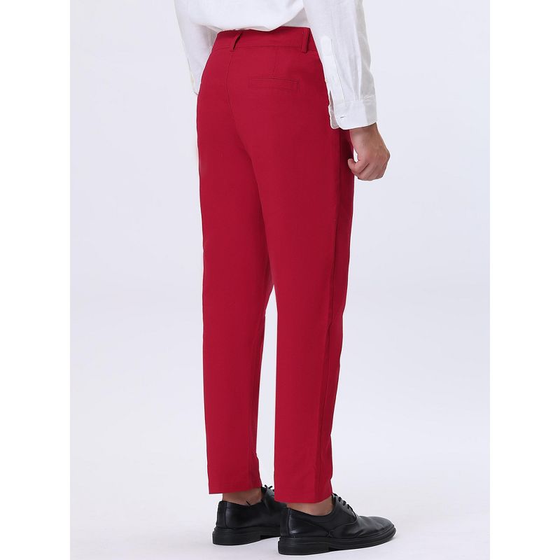 Lars Amadeus Men's Straight Fit Flat Front Chino Solid Color Dress Pants, 3 of 6