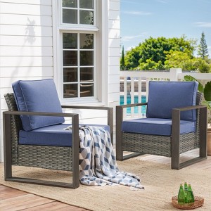 Gymojoy 2 Pieces Outdoor Patio Chair Dining Chair with Cushion High Back Chair - 1 of 4