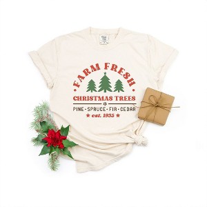 Simply Sage Market Women's Farm Fresh Trees Short Sleeve Garment Dyed Tee - 1 of 4