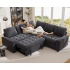 Vipbear Sleeper Sofa with Pull Out Bed/Reclining Backrest/USB Ports/Table/LED Light/Storage Seat, 8 Seat Large U Shaped Sectional Couch - 2 of 4