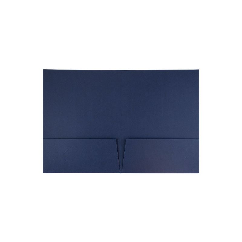 JAM Paper 2-Pocket Portfolio Folder Navy Blue Linen 26982D, 4 of 7