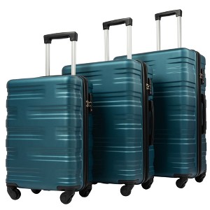 3 Pcs Hardshell Luggage Sets With 360° Spinner Wheels TSA Lock Adjustable Telescopic Handle Lightweight Suitcase For Travel 3 Sizes (20" 24" 28") - 1 of 4