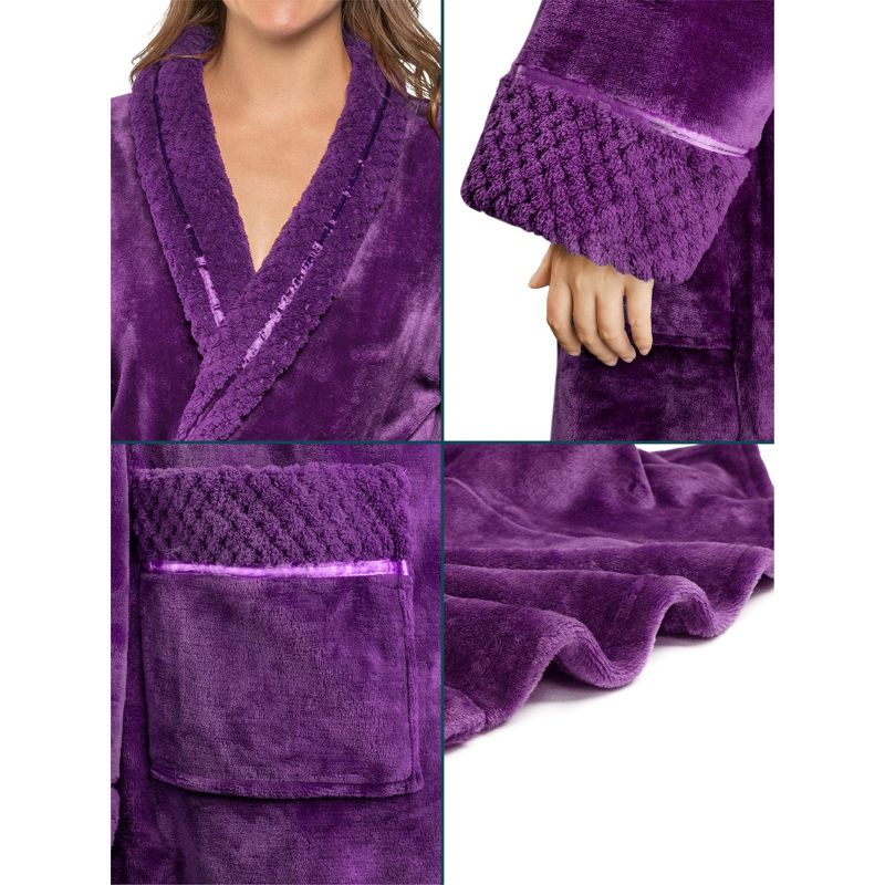 PAVILIA Soft Plush Women Fleece Robe, Cozy Warm Housecoat Bathrobe, Fuzzy Female Long Spa Robes, 4 of 8