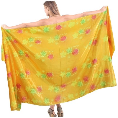 LA LEELA Women's Beachwear Summer Bikini Wrap Sarong Swim Cover Up Skirt Swimwear Swimsuit Beach Wraps Coverups for Women One Size Orange,Turtle