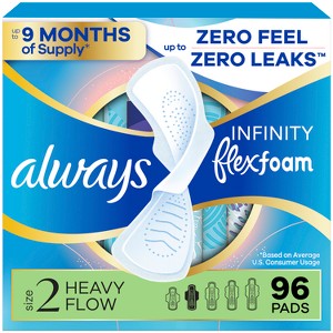 Always Infinity FlexFoam Pads for Women - Size 2 - Super Absorbency - Unscented - 1 of 4