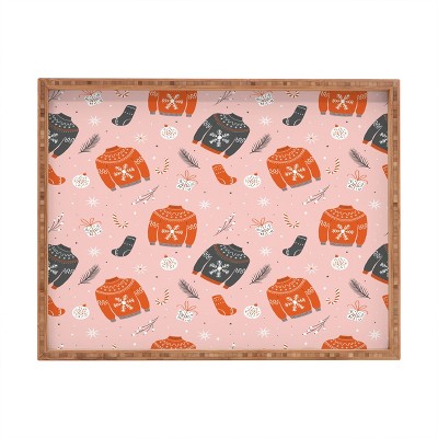 BlueLela Christmas sweater pattern pink Rectangular Tray -Deny Designs