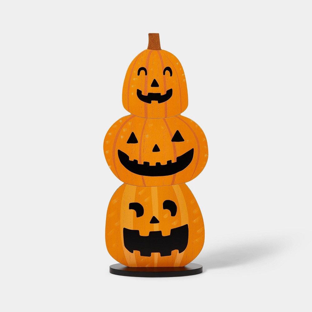 Triple Stacked Pumpkin Wood Halloween Sign - Hyde & EEK! Boutique™