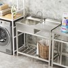 39.4 in. D x 19.7 in. W x 39 in. H Freestanding Laundry/Utility Sink Silver Kitchen Sink with Left Bowl - 2 of 4