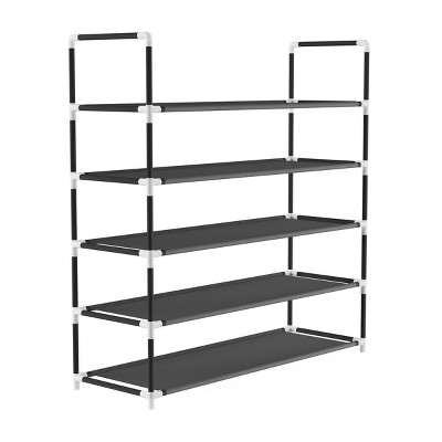 SONGMICS Shoe Rack, 10 Tier Shoe Shelf, Shoe Storage Organizer, Space-Saving, 11 x 17.7 x 68.1 Inches, Metal Frame, Non-Woven