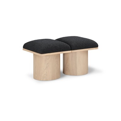 Meridian Furniture,Pavilion Black Boucle Fabric Bench