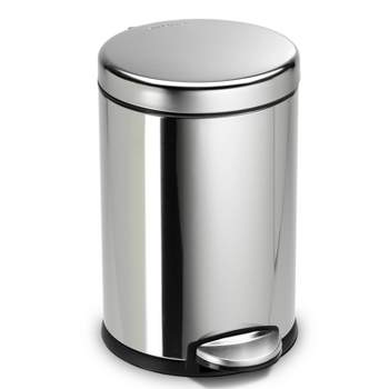 Simplehuman 6l Stainless Steel Semi-round Step Trash Can White : Target