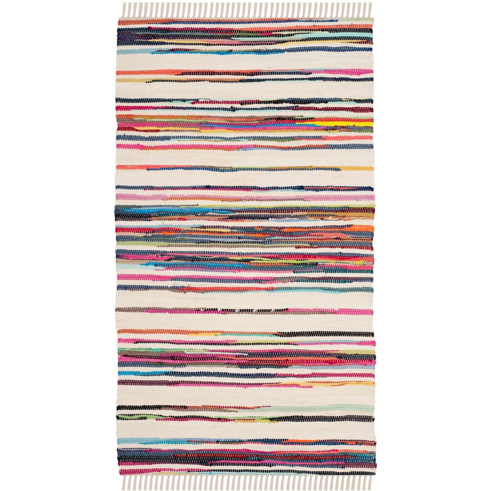 2'x3' Stripe Woven Accent Rug Ivory/Pink - Safavieh