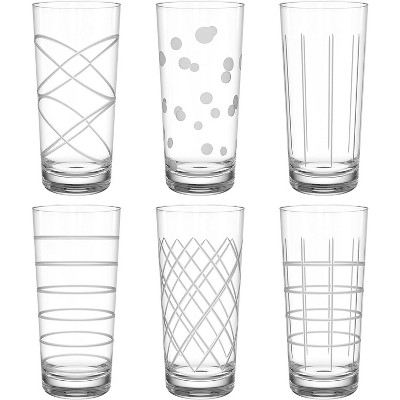 Le'raze Set Of 6 Ribbed Can Shaped Glass Cups With Glass Straws - 16oz Can Glass  Drinking Glasses. : Target