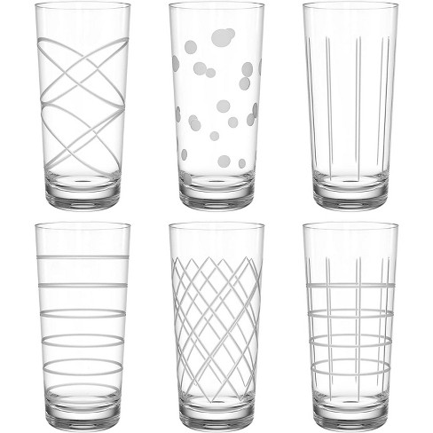 Drinking Glasses 6pc Set - Can Shaped Glass Cups, 16oz Beer