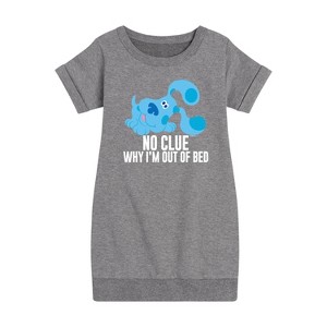 - Blue's Clues & You! - No Clue Why I'm Out Of Bed Graphic Short Sleeve Fleece Dress - 1 of 4