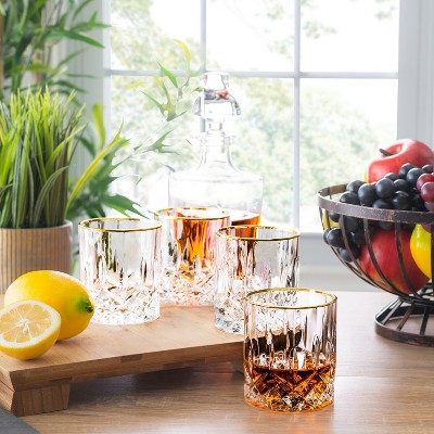 Opera 11oz Crystal Whiskey Glass Set with Gold Rim