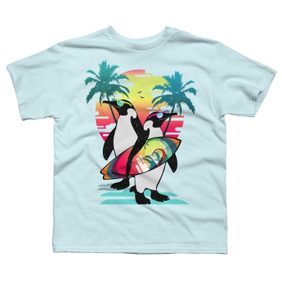 Boy's Design By Humans Penguin Summer Vacation By clingcling T-Shirt