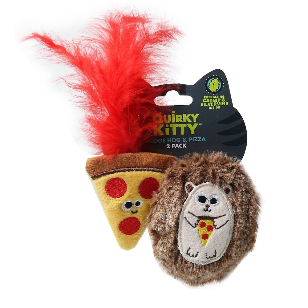 Quirky Kitty Pizza Hedge Hog Cat Toy - Brown - 2pk