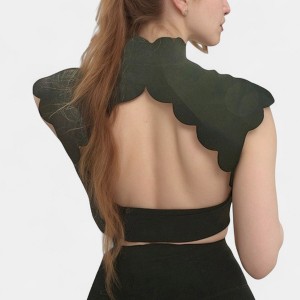 Anna-Kaci Active Women's Scallop Edge High Neck Cropped Top with Cap Sleeves and Open Back Detail - 1 of 4