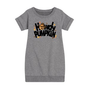 Girls' - Instant Message - Fall Graphic Short Sleeve Fleece Dress - 1 of 4