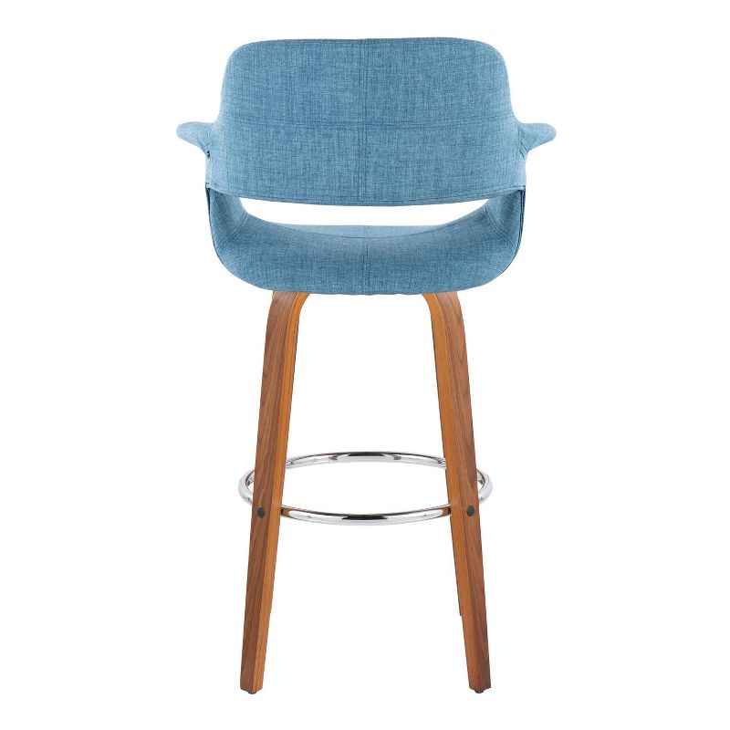 Set of 2 Vintage Flair Barstools Walnut/Chrome/Blue - LumiSource, 6 of 11