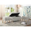 Plaid Storage Bench with 2 Seating Gray - Ore International: Upholstered Bedroom Ottoman, Wooden Legs - 4 of 4
