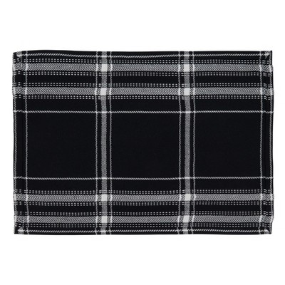 Black and White Cotton Plaid Rectangle Placemats, Set of 4