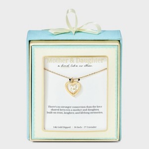 14K Gold Dipped Butterfly Heart Necklace - Gold - 1 of 4