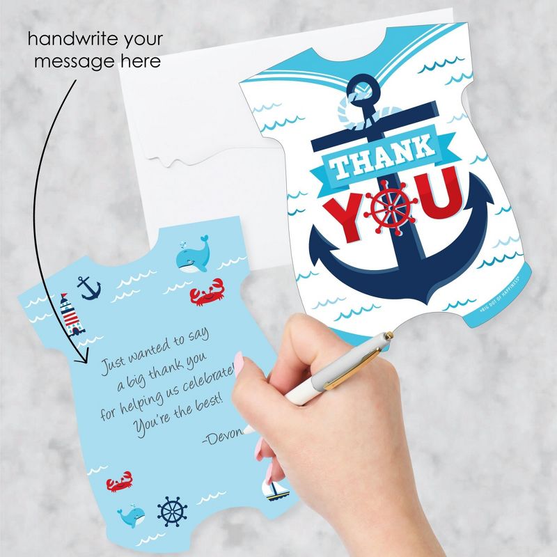 Big Dot of Happiness Ahoy It's a Boy - Shaped Thank You Cards - Nautical Baby Shower Thank You Note Cards with Envelopes - Set of 12, 2 of 8