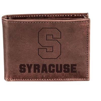 Evergreen NCAA Syracuse Orange Brown Leather Bifold Wallet Officially Licensed with Gift Box