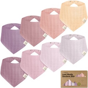 8pk Lumi Muslin Baby Bibs, Bandana Bibs for Baby Boy, Baby Girl, Muslin Drool Bib for Newborn, Toddler - 1 of 4