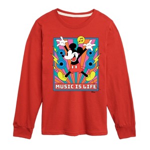 Boys' - Disney - Mickey Music Is Life Long Sleeve Graphic T-Shirt - 1 of 4