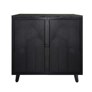 Gulches 31" Modern Black Accent Cabinet with Embossed Door, Engineered Wood Storage Cabinet for Living Room Bedroom Entryway - 1 of 4