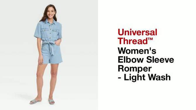 Women's Short Sleeve Romper - Universal Thread™ Light Wash, 2 of 5, play video
