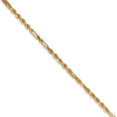 Black Bow Jewelry 2.5mm, 14k Yellow Gold, Diamond Cut, Milano Rope Chain Necklace