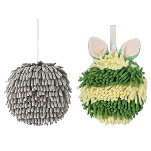 REGALWOVEN 2 Pcs Comfortable Soft Absorbent Chenille Ball Fuzzy Hand Towels - 1 of 4