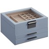 Jewelry Box with Glass Lid Accessory Organizer Case for Rings Necklaces Earrings - 2 of 4