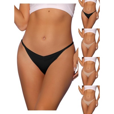 Allegra K Women's V-waisted Ruched Invisibles Breathable No Trace Thongs Multicolored