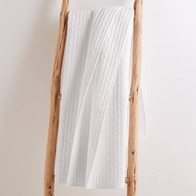 White Cotton Reversible Quilted Throw Blanket