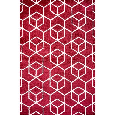 Jonathan Y Red and White Geometric Flat Woven Area Rug