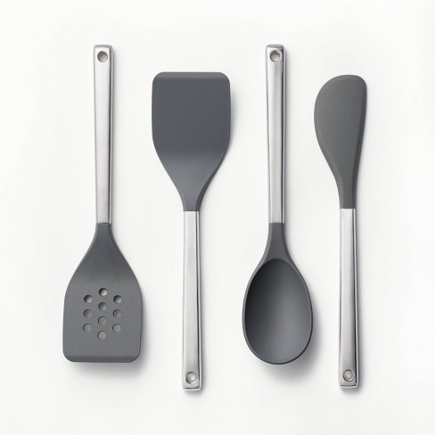 4pc Stainless Steel/nylon Kitchen Utensil Set Dark Gray - Figmint™ : Target