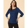 Allegra K Women's Work Office 3/4 Sleeve Boat Neck Houndstooth Printed Blouse - 2 of 4
