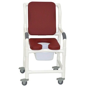 MJM International Corporation Shower Chair 18 In Width 3 In Total Locking Casters Brown Seat Cushion Padded Back 10 Qt Slide Mode Pail 300 Lbs Wt - 1 of 1