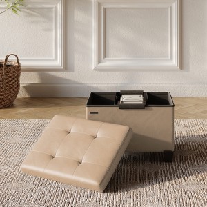 StorageBud Storage Ottoman for Bedroom End of Bed, Faux Leather Storage Bench, Large Storage Ottoman Bench, Entryway Bench with Storage - 1 of 4