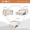 TiranisuBest 3-in-1 Convertible Sleeper Beige Sofa Bed, Velvet Futon Couch with Adjustable Backrest, Side Pocket & Pull-Out Function for Living Room - 4 of 4