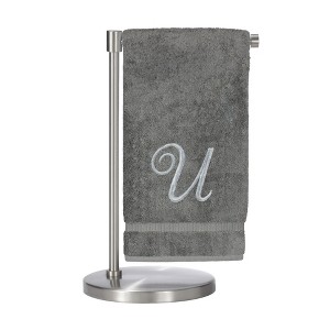 BC BARE COTTON Monogrammed Bath Towel, Personalized Gift, 27 x 54 inches - Set of 2 - Gray - Silver Script - 1 of 1