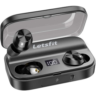 Letsfit Wireless Earbuds 100Hrs Playtime with Wireless Charging Case Bluetooth 5.0 Deep Bass Stereo Waterproof TWS T22 - Black
