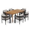 Outdoor Patio Dining Set, 7 Pcs Dining Set with Umbrella Hole, Dining Set with Aluminum Frame and PE Cushions -Coolbibila - 3 of 4